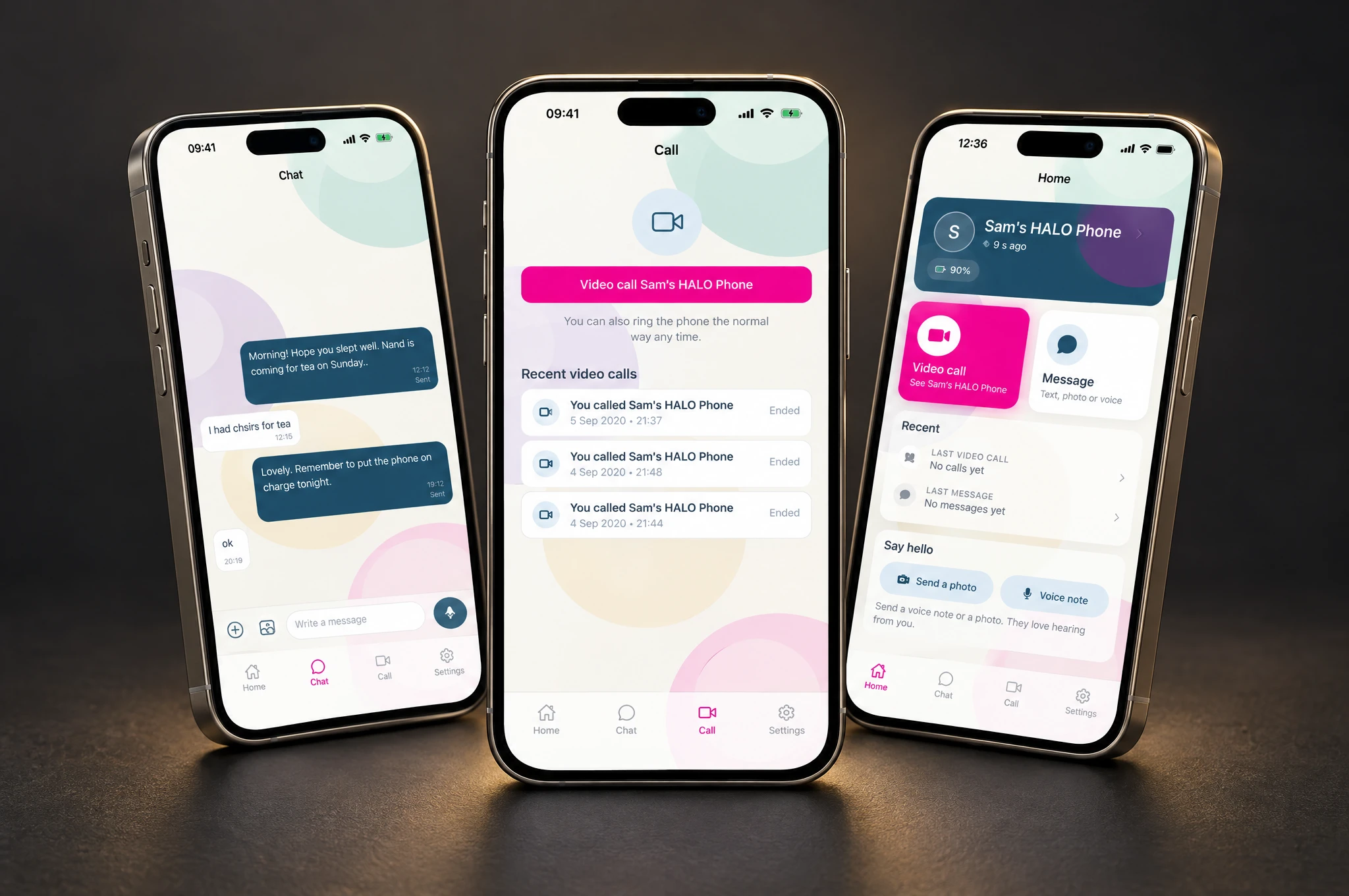 Small moments. A closer connection. App screens displayed on phones.